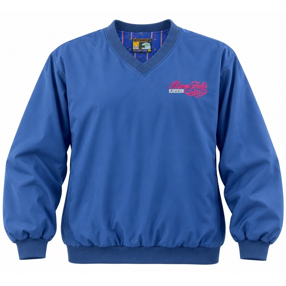 Forresters Mens Blue Golf Windshirt River Falls Plantation V-Neck Pullover Large